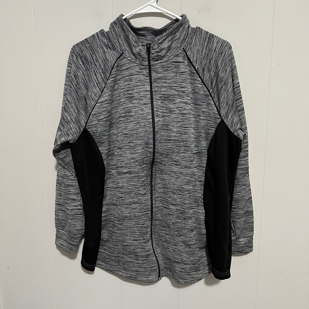 St. John's Bay Gray Athletic Zip Up Jacket size 0X - Picture 1 of 7